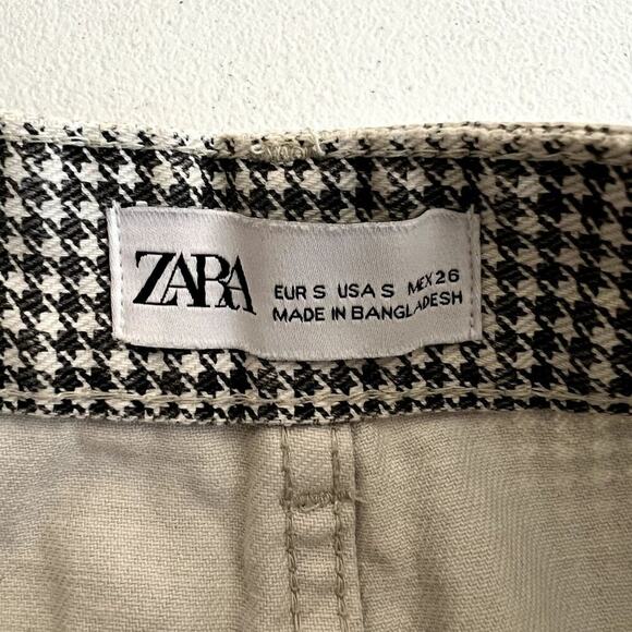 Zara Houndstooth Denim Mini Skirt Women Small Y2K 90s 80s coquette Flattering - Picture 4 of 6
